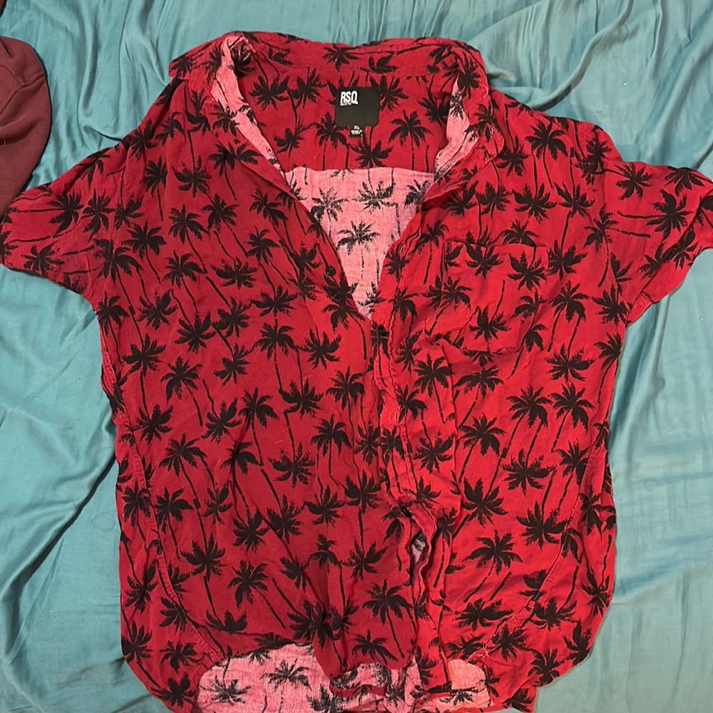 Hawaiian Red and Black Leaf shirt